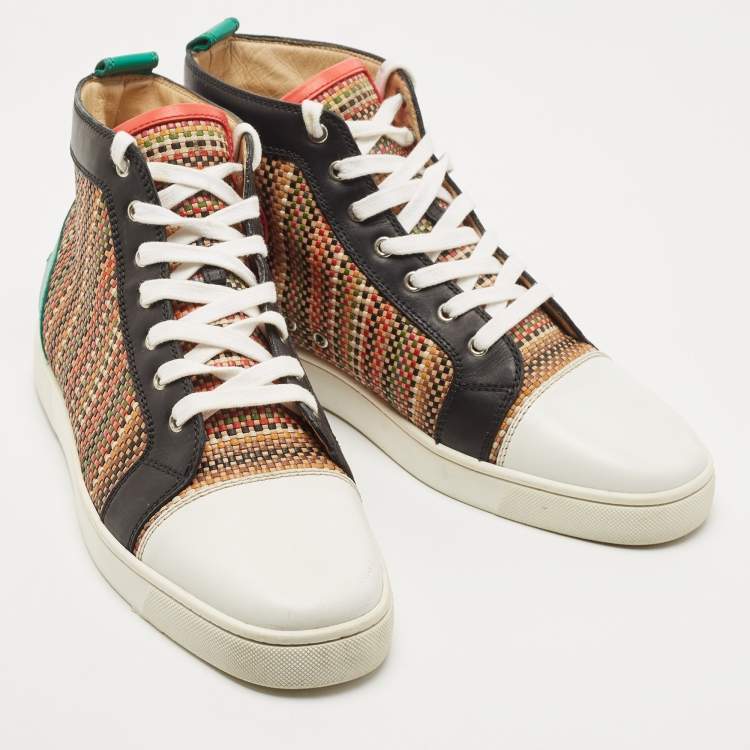 Pre Owned Christian Louboutin Multicolor Woven Leather Louis Orlato High Top Sneakers Size 45
