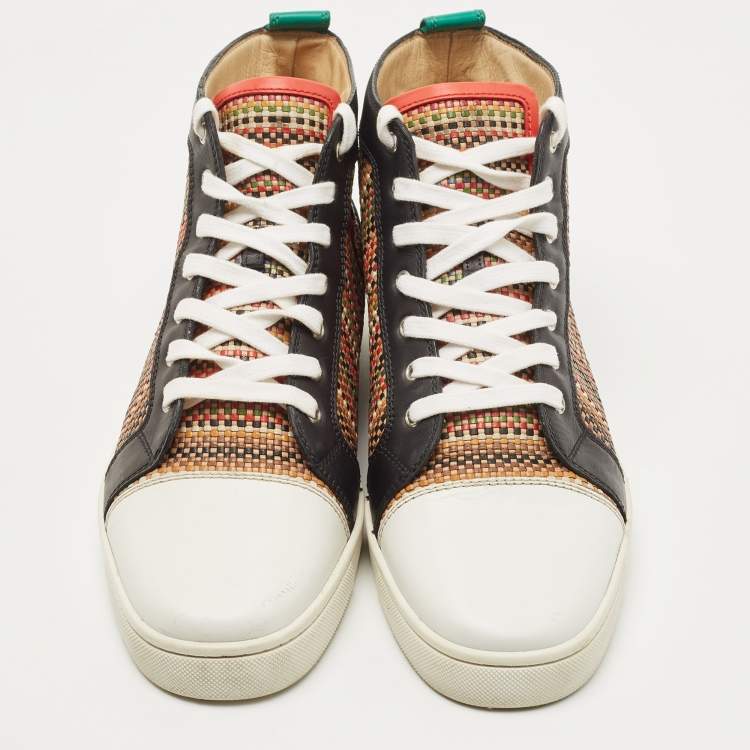 Pre Owned Christian Louboutin Multicolor Woven Leather Louis Orlato High Top Sneakers Size 45