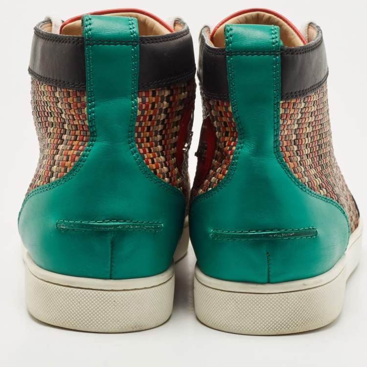 Pre Owned Christian Louboutin Multicolor Woven Leather Louis Orlato High Top Sneakers Size 45