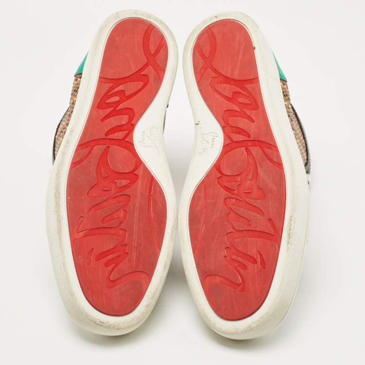 Pre Owned Christian Louboutin Multicolor Woven Leather Louis Orlato High Top Sneakers Size 45