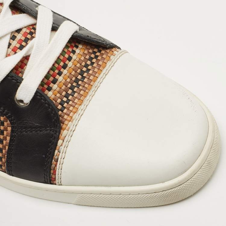 Pre Owned Christian Louboutin Multicolor Woven Leather Louis Orlato High Top Sneakers Size 45
