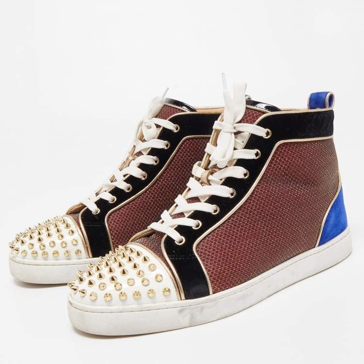 Christian Louboutin Multicolor Leather Lou Spike High Top Sneakers Size 42