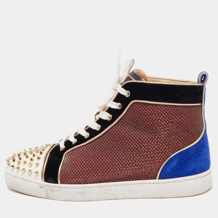 Christian Louboutin Multicolor Patent Leather, Velvet and Fabric Louis Spike  High Top Sneakers Size 42.5 Christian Louboutin