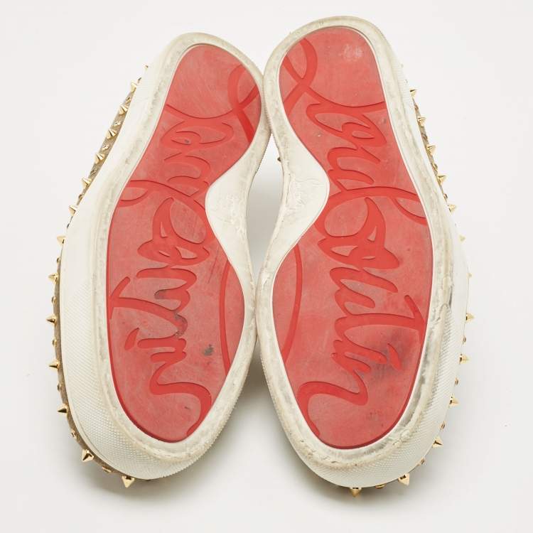 Pre Owned Christian Louboutin Green Suede Embellished Pik Boat Sneakers Size 43