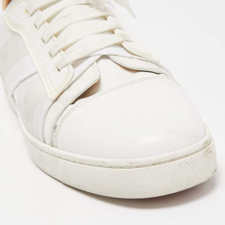 Pre Owned Christian Louboutin White Leather Elastikid Sneakers Size 43