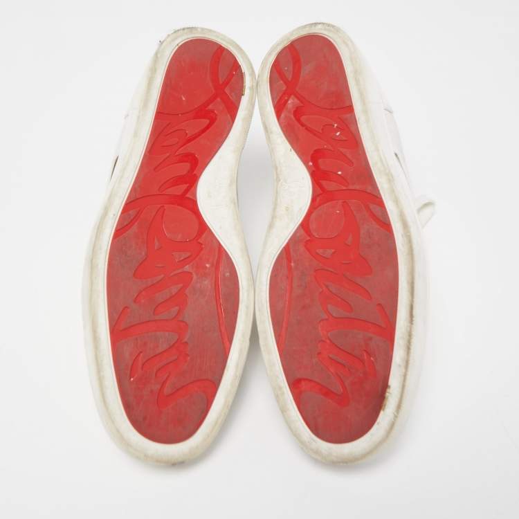 Pre Owned Christian Louboutin White Leather Elastikid Sneakers Size 43