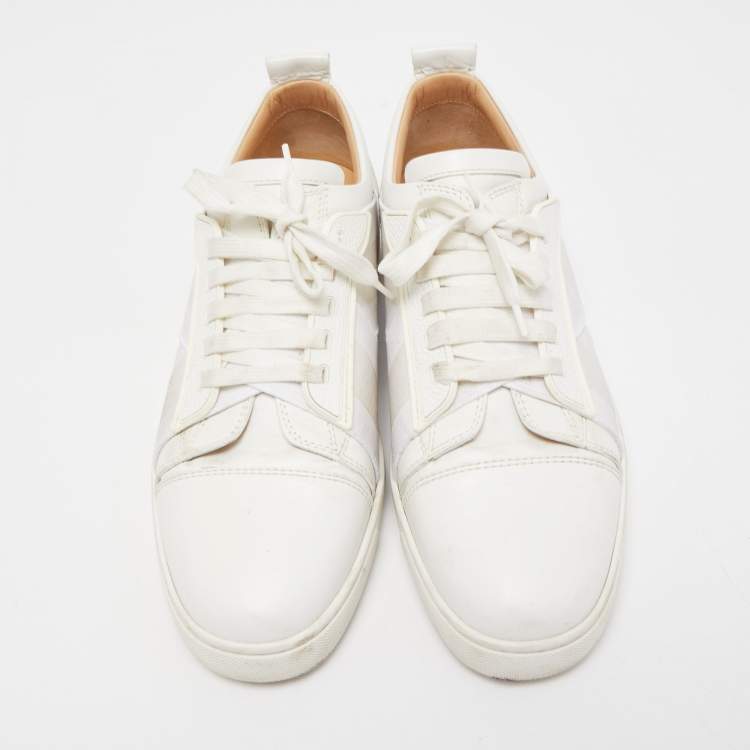 Pre Owned Christian Louboutin White Leather Elastikid Sneakers Size 43