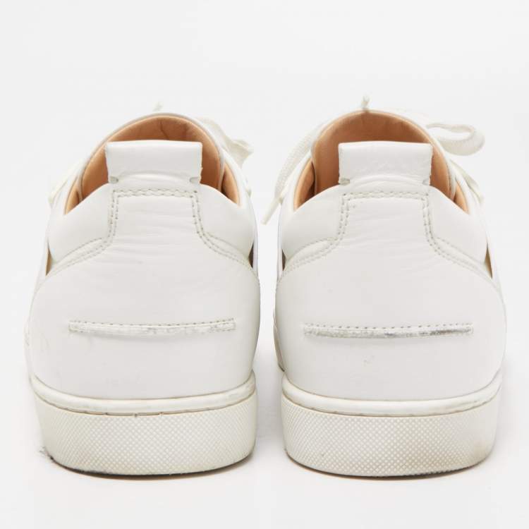 Pre Owned Christian Louboutin White Leather Elastikid Sneakers Size 43