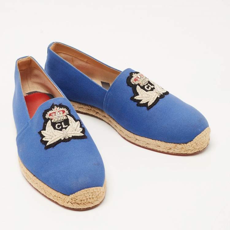 Pre Owned Christian Louboutin Blue Canvas Nanou Orlato Espadrille Flats Size 42