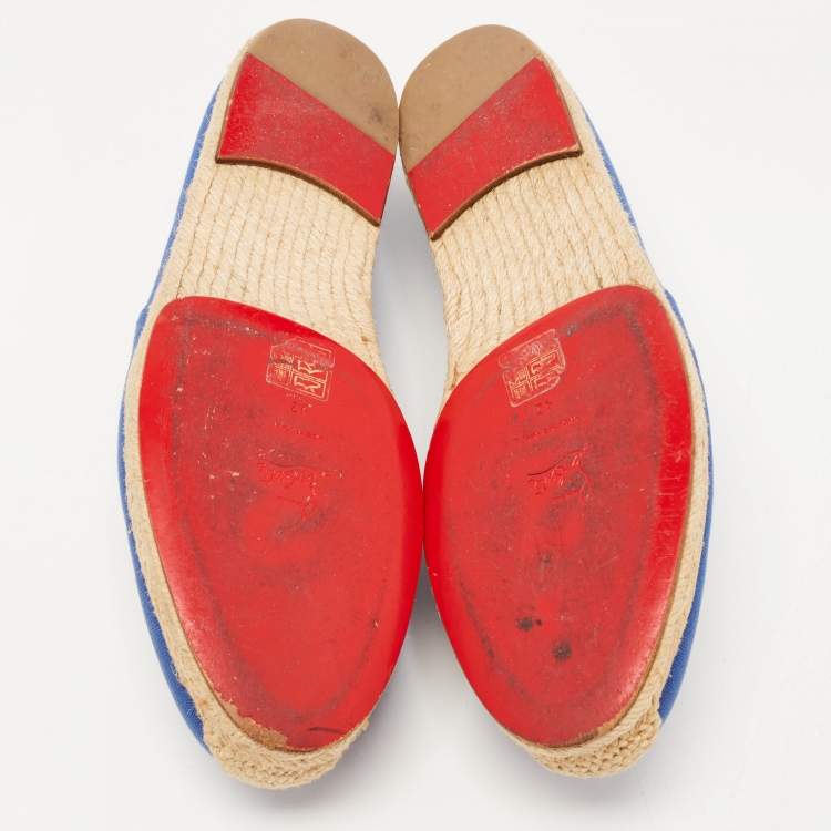 Pre Owned Christian Louboutin Blue Canvas Nanou Orlato Espadrille Flats Size 42