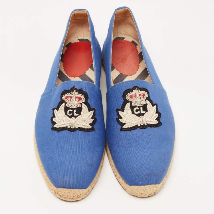 Pre Owned Christian Louboutin Blue Canvas Nanou Orlato Espadrille Flats Size 42