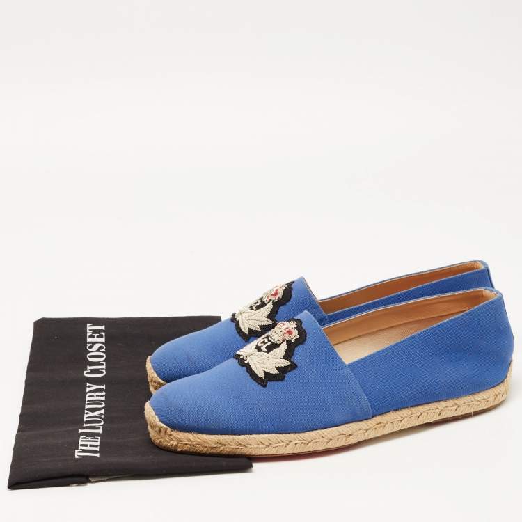 Pre Owned Christian Louboutin Blue Canvas Nanou Orlato Espadrille Flats Size 42