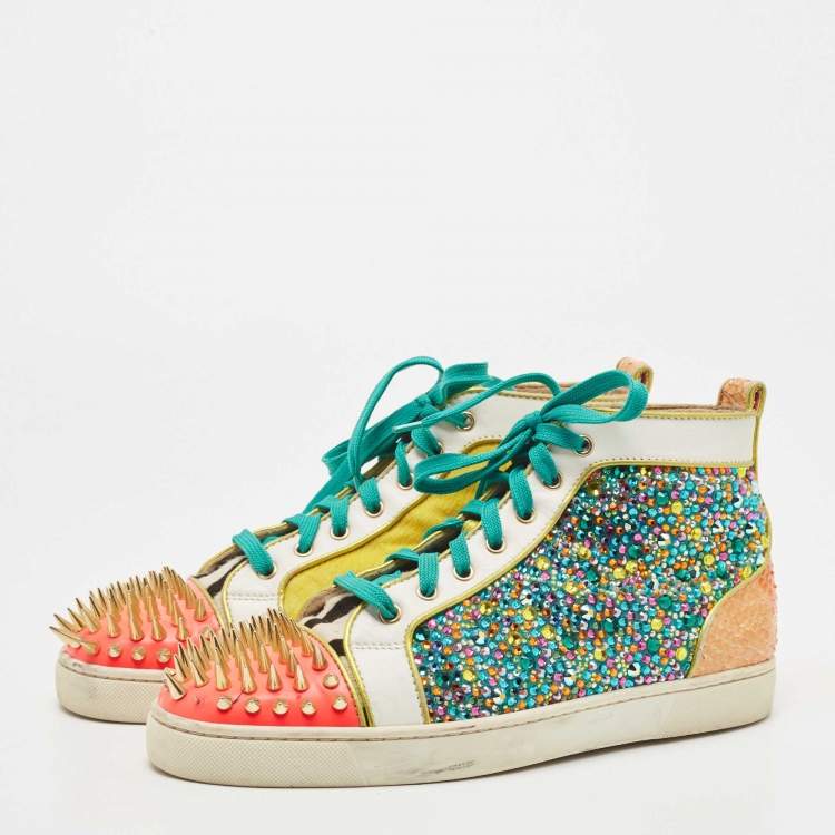 CHRISTIAN LOUBOUTIN SHOES SNEAKER SPIKES 43 LEATHER AND SUEDE