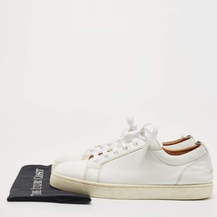 Pre Owned Christian Louboutin White Leather Vieira Low Top Sneakers Size 45