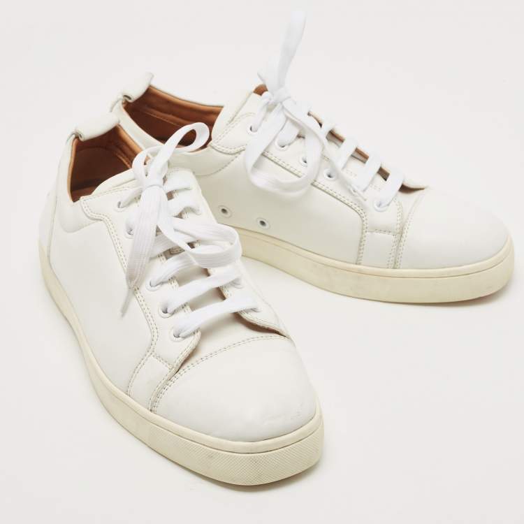 Pre Owned Christian Louboutin White Leather Vieira Low Top Sneakers Size 45