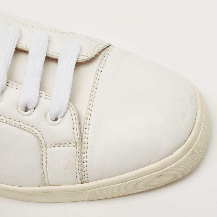 Pre Owned Christian Louboutin White Leather Vieira Low Top Sneakers Size 45