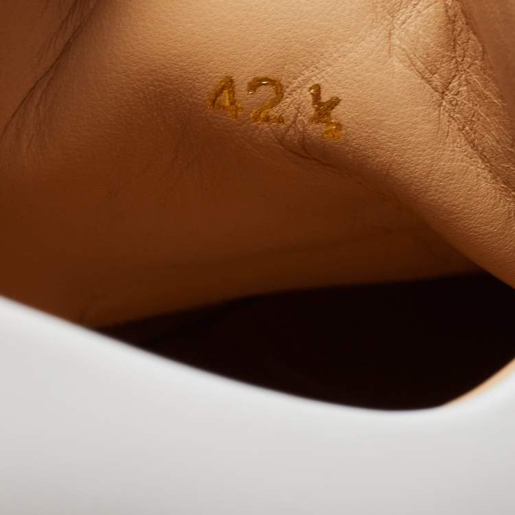 Pre Owned Christian Louboutin White/Black Leather Elastikid Sneakers Size 42.5