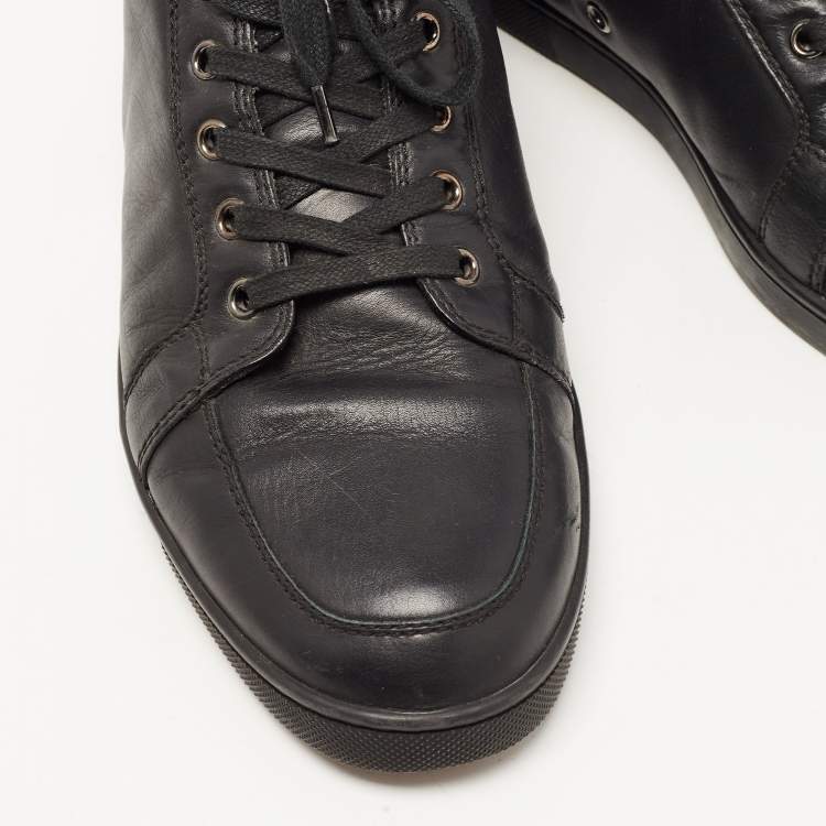 Pre Owned Christian Louboutin Black Leather Rantus Orlato High Top Sneakers Size 42.5