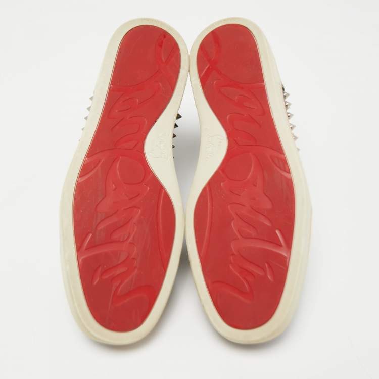 مملوكة مسبقًا Christian Louboutin Black Leather Louis Spikes High Top Sneakers Size 40