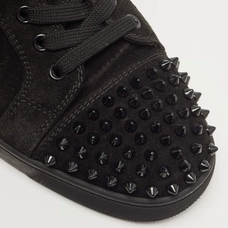 Pre Owned Christian Louboutin Suede Junior Spike Low Top Sneakers Size 41