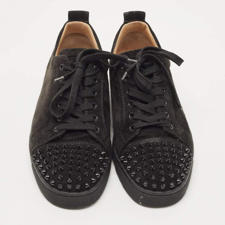 Pre Owned Christian Louboutin Suede Junior Spike Low Top Sneakers Size 41