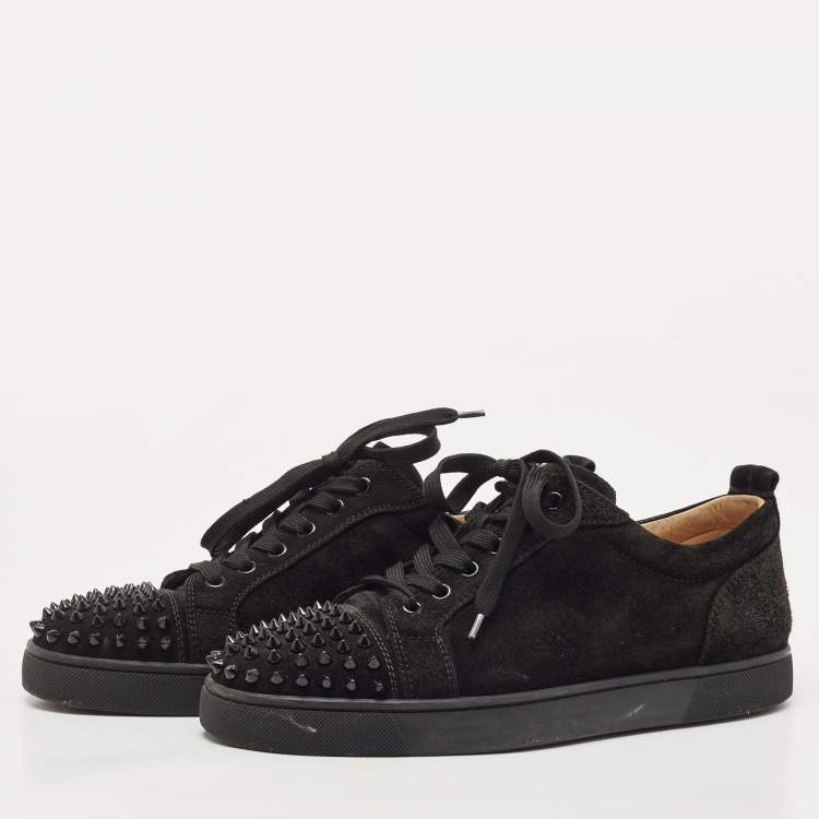 Christian Louboutin Black Leather Louis Junior Spikes Low-Top Sneakers Size  41 Christian Louboutin