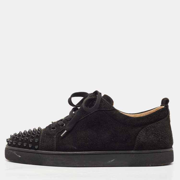 Christian Louboutin Black Leather Louis Junior Spikes Low-Top Sneakers Size  41 Christian Louboutin