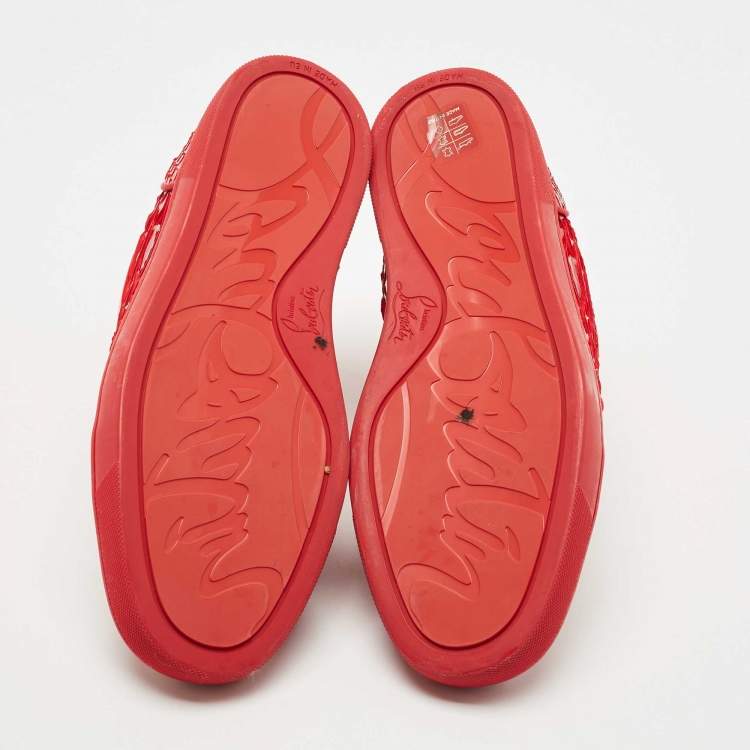 Pre Owned  Christian Louboutin Red Python Louis Orlato High Top Sneakers Size 40