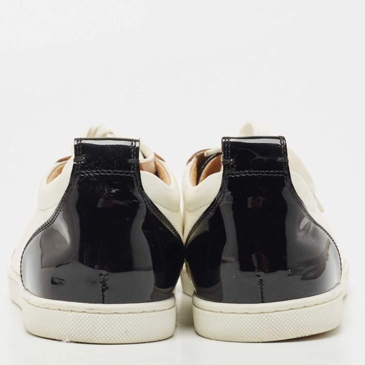 Pre Owned Christian Louboutin Multicolor Leather and Glitter Strass Cap Toe Low Top Sneakers Size 42.5