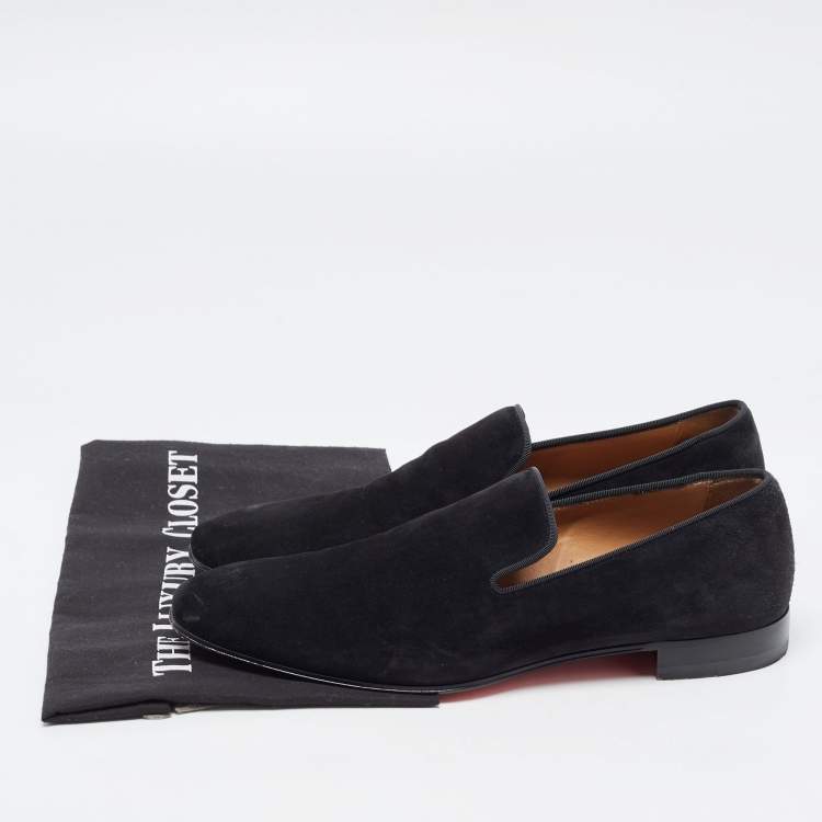Pre Owned Christian Louboutin Black Suede Dandelion Loafers Size 41