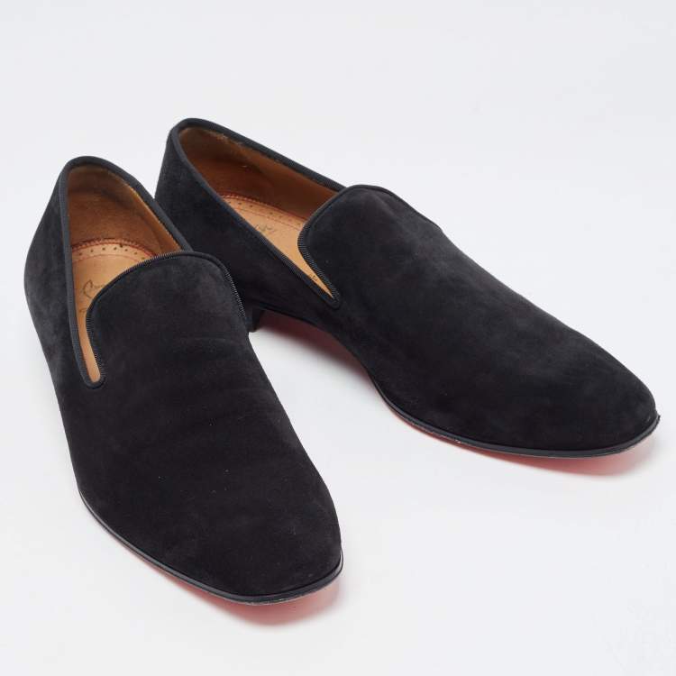 Pre Owned Christian Louboutin Black Suede Dandelion Loafers Size 41