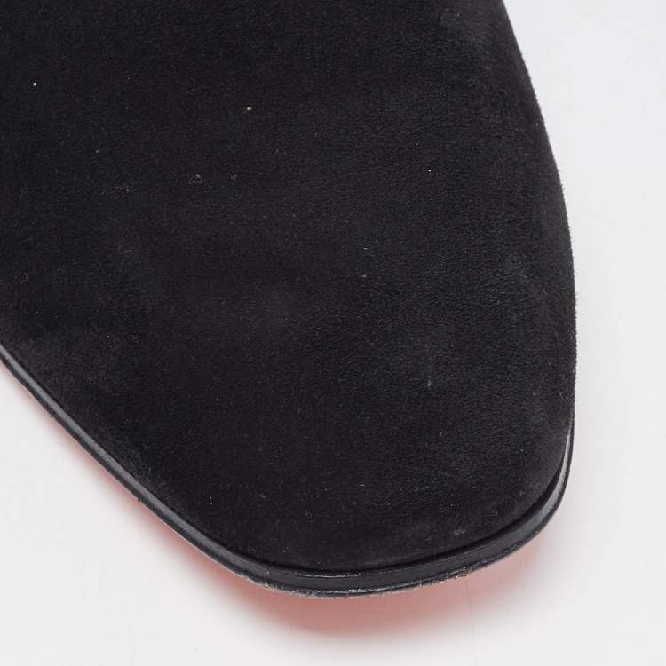 Pre Owned Christian Louboutin Black Suede Dandelion Loafers Size 41