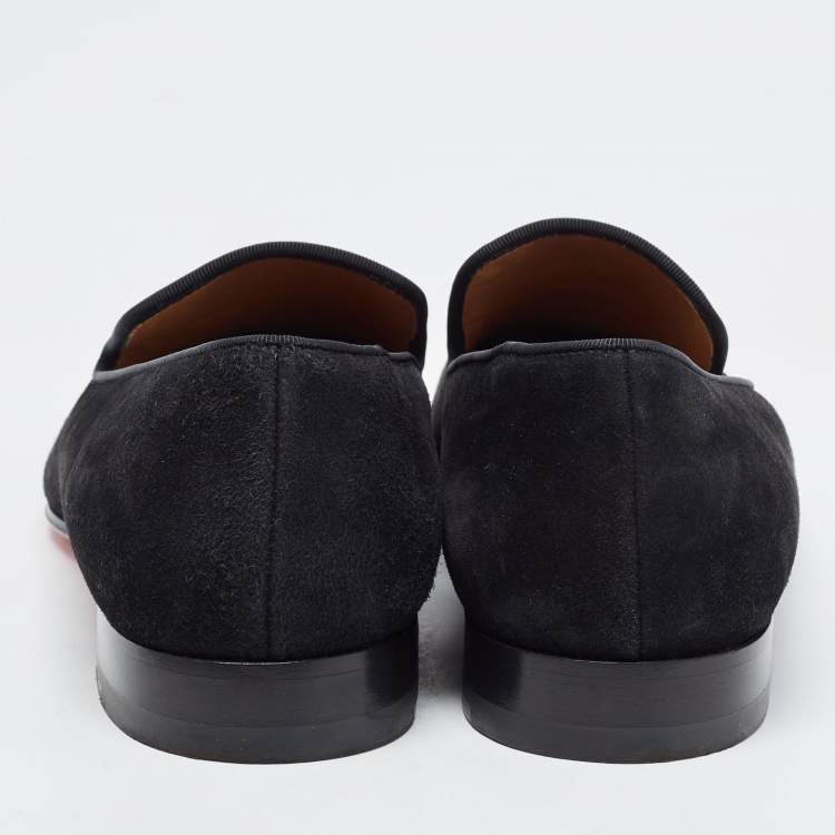 Pre Owned Christian Louboutin Black Suede Dandelion Loafers Size 41