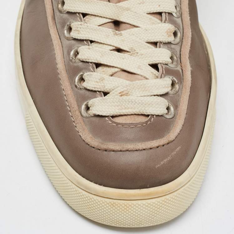 Pre Owned Christian Louboutin Two Tone Canvas and Leather Alfie High Top Sneakers Size 41