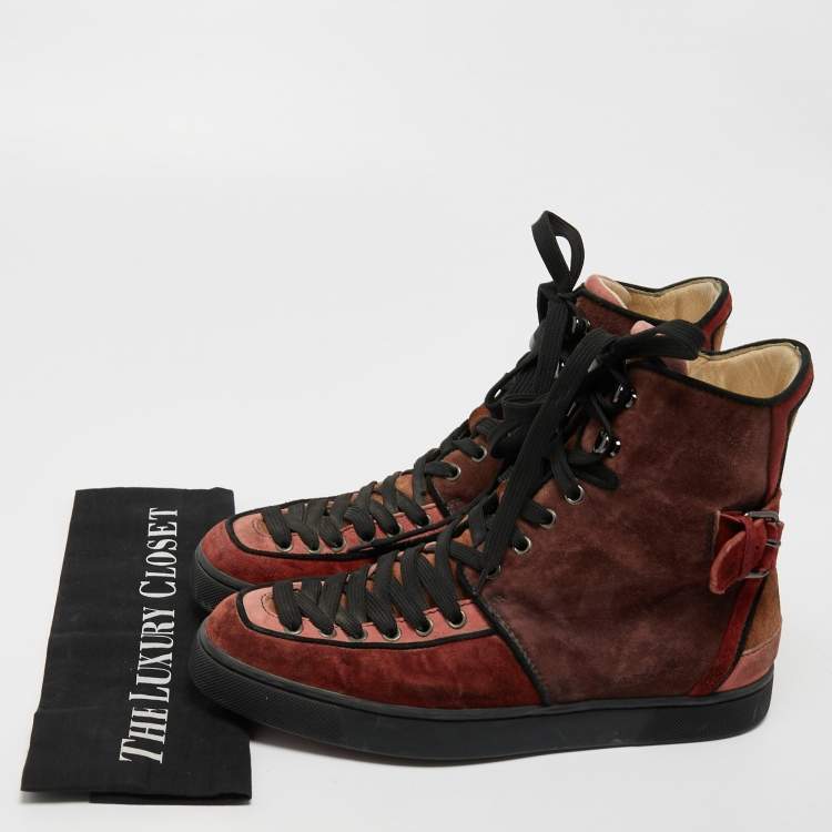 Pre Owned Christian Louboutin Multicolor Suede Alfie High Top Sneakers Size 41