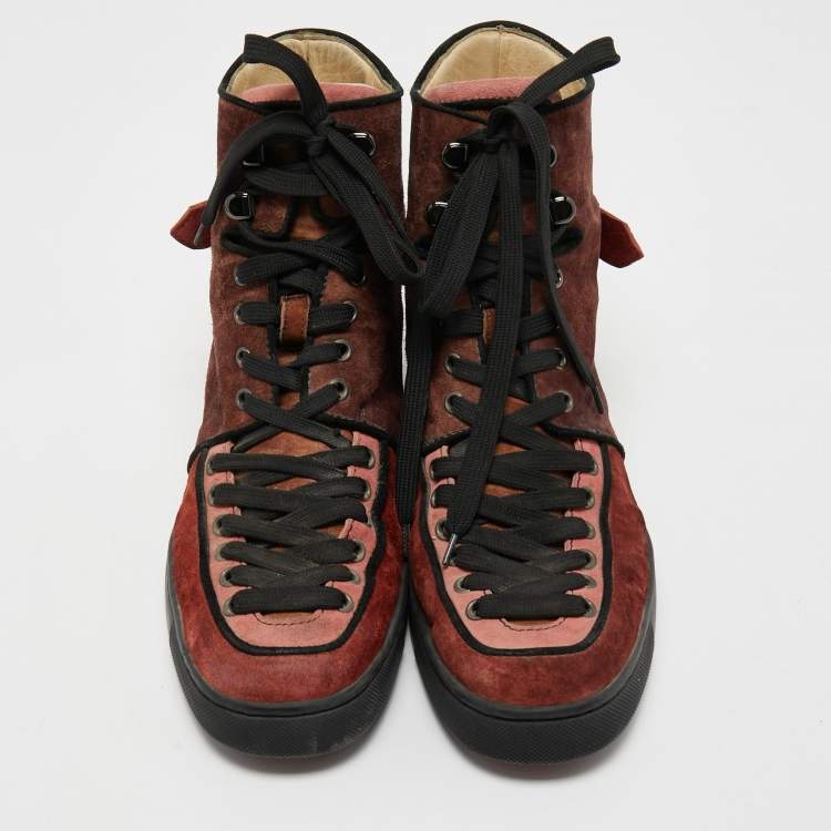 Pre Owned Christian Louboutin Multicolor Suede Alfie High Top Sneakers Size 41