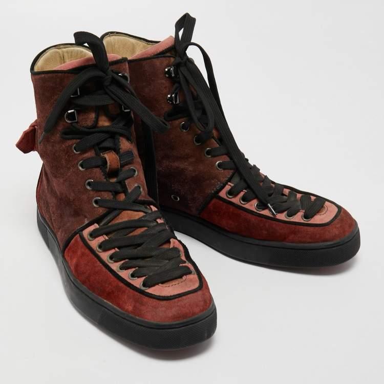 Pre Owned Christian Louboutin Multicolor Suede Alfie High Top Sneakers Size 41