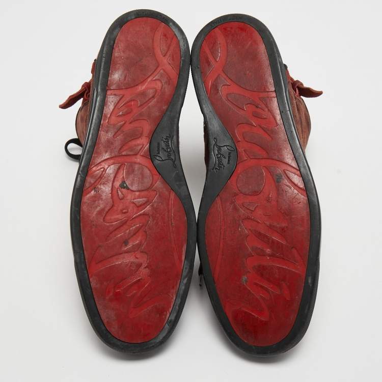 Pre Owned Christian Louboutin Multicolor Suede Alfie High Top Sneakers Size 41