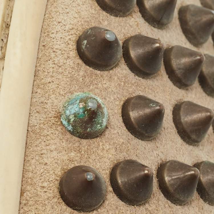 Pre Owned Christian Louboutin Brown Suede Spike High Top Sneakers Size 41