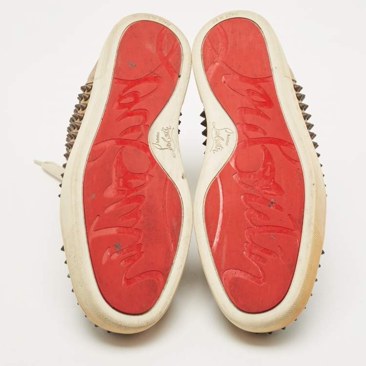 Pre Owned Christian Louboutin Brown Suede Spike High Top Sneakers Size 41