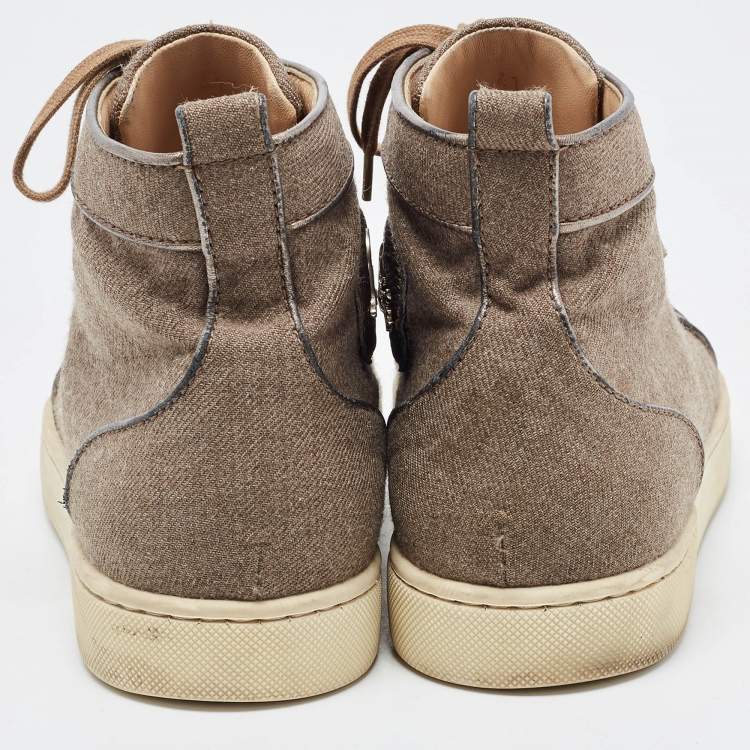 Pre Owned Christian Louboutin Brown Canvas Rantus Orlato High Top Sneakers Size 41