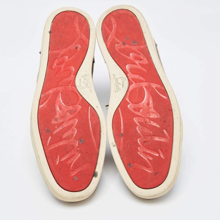 Pre Owned Christian Louboutin Brown Canvas Rantus Orlato High Top Sneakers Size 41