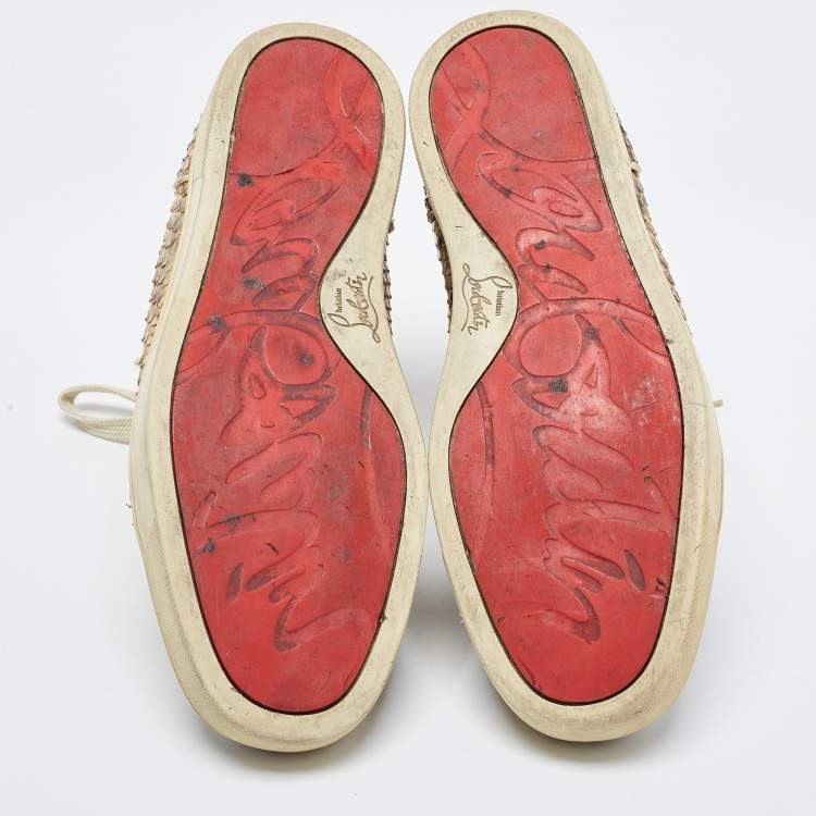 Pre Owned Christian Louboutin Brown/Beige Python Rantus Orlato High Top Sneakers Size 41