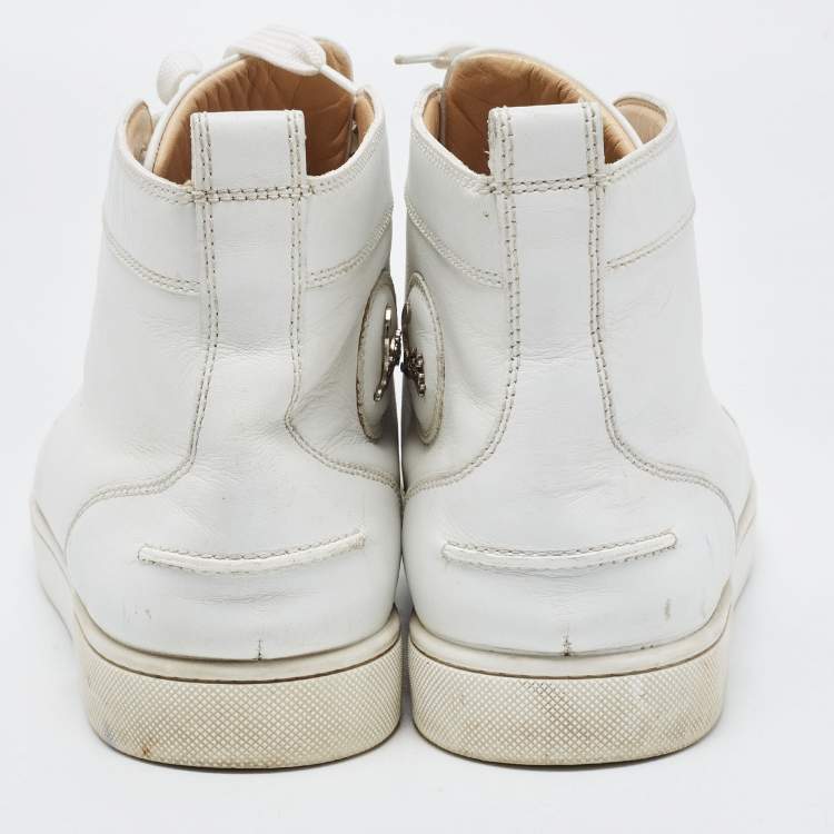 Pre Owned Christian Louboutin White Leather Louis High Top Sneakers Size 43