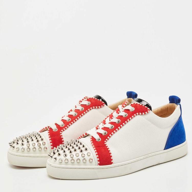 CHRISTIAN LOUBOUTIN - Louis Junior Spikes Orlato Suede and Canvas Sneakers  - Black - 40 Christian Louboutin