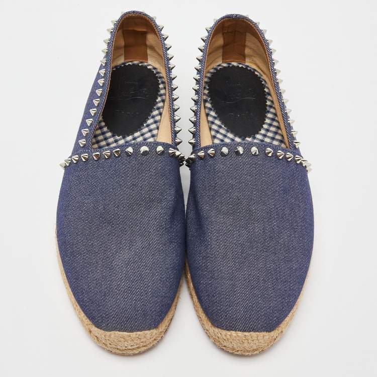 Pre Owned Christian Louboutin Blue Denim Spike Trim Espadrille Size 40