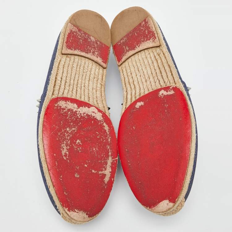 Pre Owned Christian Louboutin Blue Denim Spike Trim Espadrille Size 40
