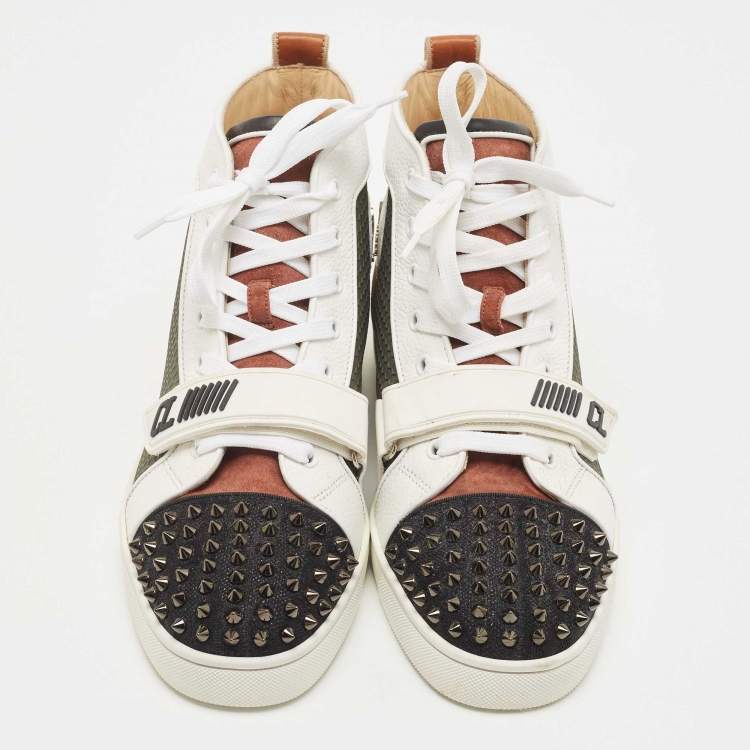 Pre Owned Christian Louboutin Multicolor Leather Lou Spike High Top Sneakers Size 42