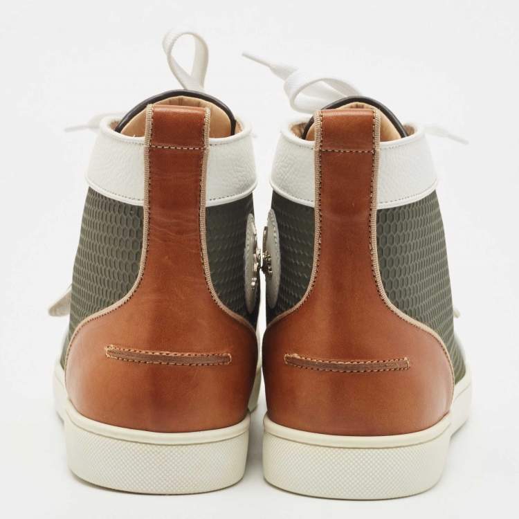 Pre Owned Christian Louboutin Multicolor Leather Lou Spike High Top Sneakers Size 42