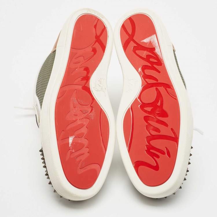 Pre Owned Christian Louboutin Multicolor Leather Lou Spike High Top Sneakers Size 42